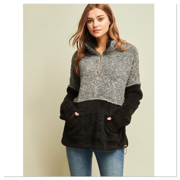 LAST ONE Camel & Ivory Faux Sherpa Fleece Pullover - Picture 8 of 8